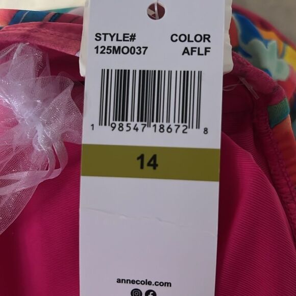 Anne Cole Amalfi Coast Multicolored Floral Pattern One Piece Swim Suit Size 14 - Picture 4 of 4